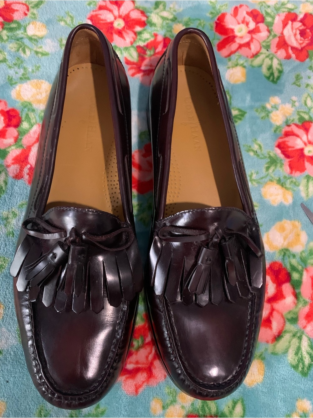 Cole Haan Mens Burgundy Kiltie Tassel Loafers Size 12D